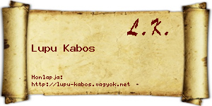 Lupu Kabos névjegykártya